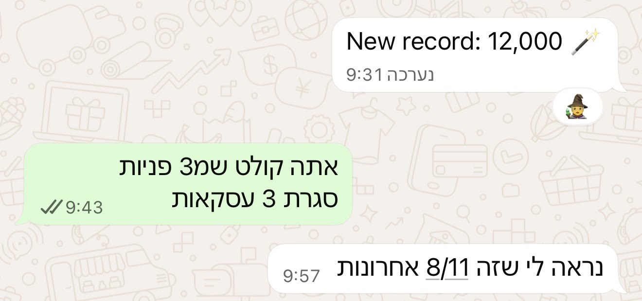 New record: 12,000. נראה לי שזה 8 מתוך 11 אחרונות